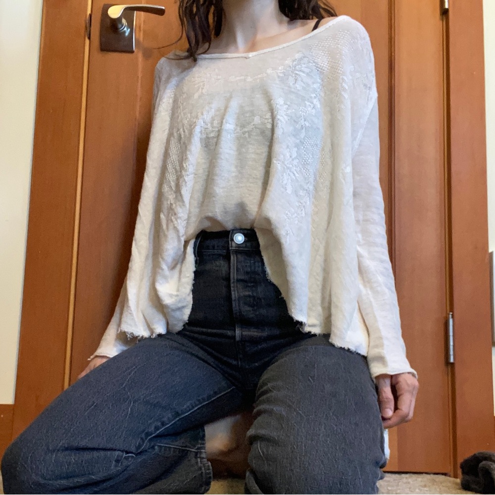 Free People Oversized Linen Knit Top - Picture 4 of 14
